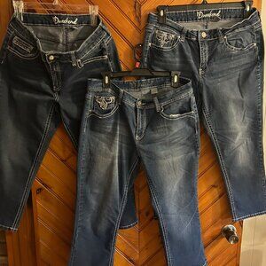 New Direction Weekend Denim Capri's with embellished pockets, Size 14